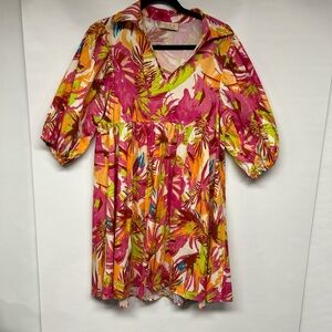 Tropical Pink and Orange Women's Mini Dress